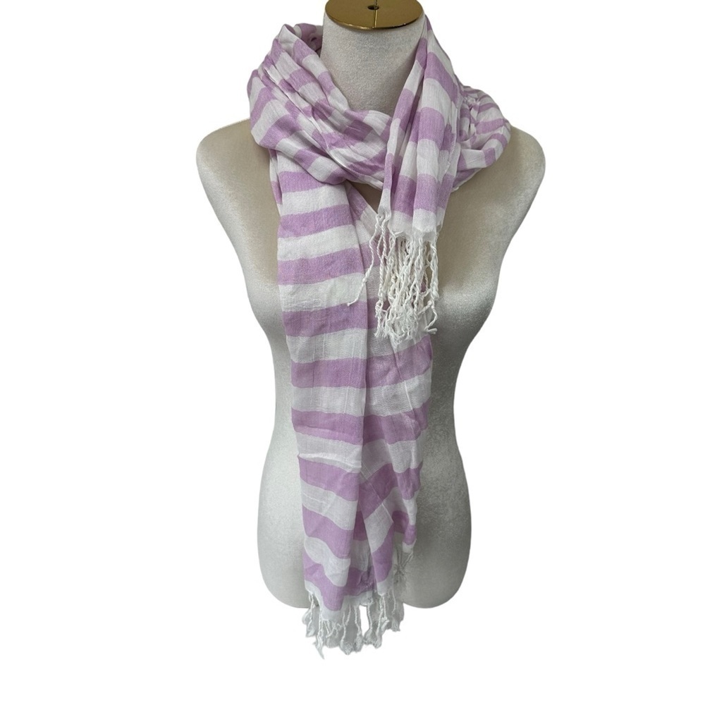 Lavender Purple and White Stripe Lightweight Scarf Wrap